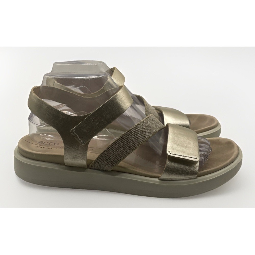 ECCO Z5741 Flowt Women's Metallic Gold Leather Flat Sandal Size 40‎  9-9.5